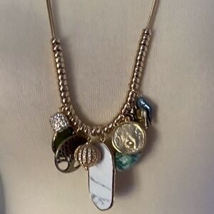 Anthropologie Gold Charm Statement Necklace